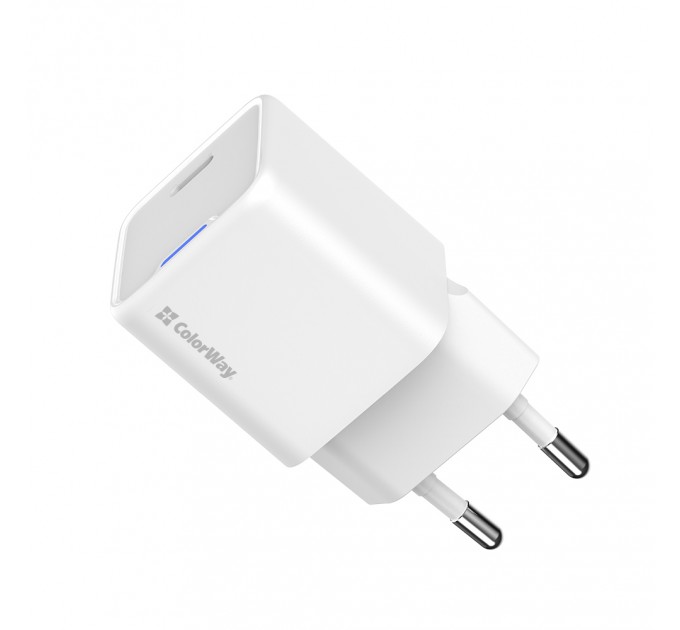 Мережевий зарядний пристрій ColorWay GaN Mini 35W PD Port PPS USB-C White (CW-CHS056PD-WT)