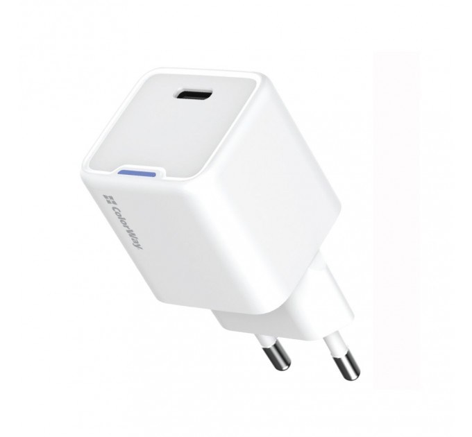 Мережевий зарядний пристрій ColorWay GaN Mini 35W PD Port PPS USB-C White (CW-CHS056PD-WT)