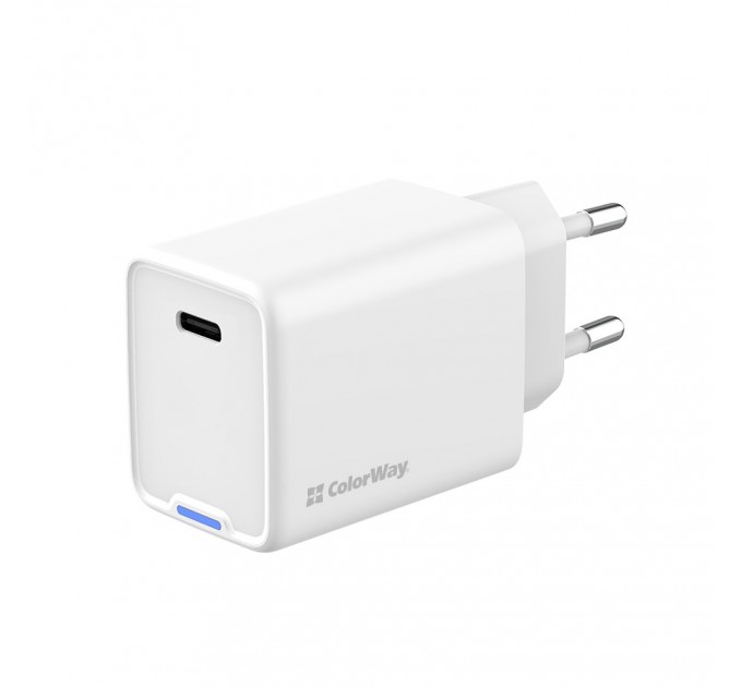 Мережевий зарядний пристрій ColorWay GaN Mini 45W PD Port PPS USB-C White (CW-CHS057PD-WT)
