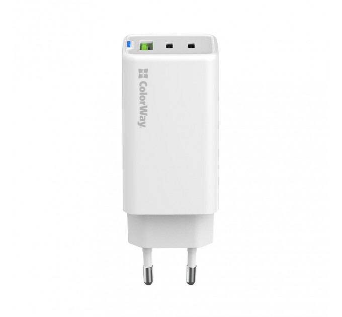 Мережевий зарядний пристрій ColorWay GaN Mini 65W PD Port PPS USB (USB-2C1A) White (CW-CHS058PD-WT)