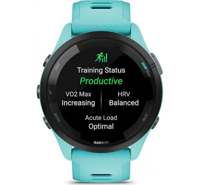 Garmin Смарт-годинник Garmin Forerunner 265 Black Bezel with Aqua Case and Aqua/Black Silicone Band (010-02810-52)