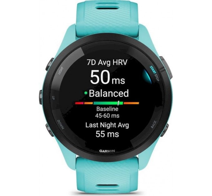 Garmin Смарт-годинник Garmin Forerunner 265 Black Bezel with Aqua Case and Aqua/Black Silicone Band (010-02810-52)