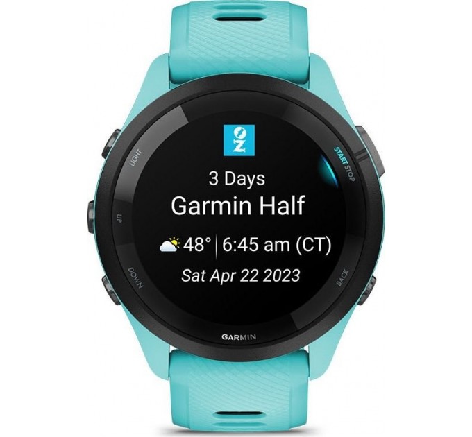 Garmin Смарт-годинник Garmin Forerunner 265 Black Bezel with Aqua Case and Aqua/Black Silicone Band (010-02810-52)