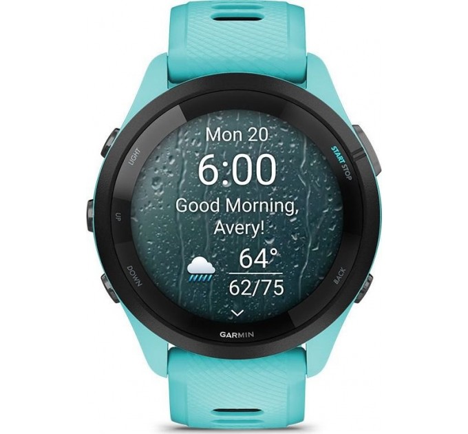 Garmin Смарт-годинник Garmin Forerunner 265 Black Bezel with Aqua Case and Aqua/Black Silicone Band (010-02810-52)
