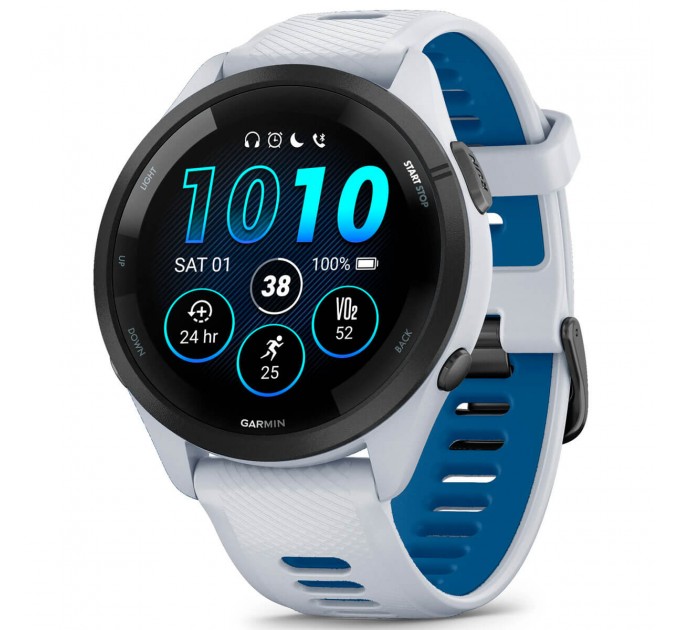 Garmin Смарт-годинник Garmin Forerunner 265 Black Bezel with Whitestone Case and Whitestone/Tidal Blue Silicone Band (010-02810-51)