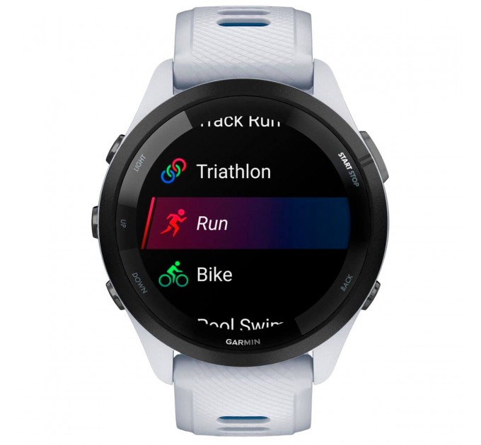 Garmin Смарт-годинник Garmin Forerunner 265 Black Bezel with Whitestone Case and Whitestone/Tidal Blue Silicone Band (010-02810-51)