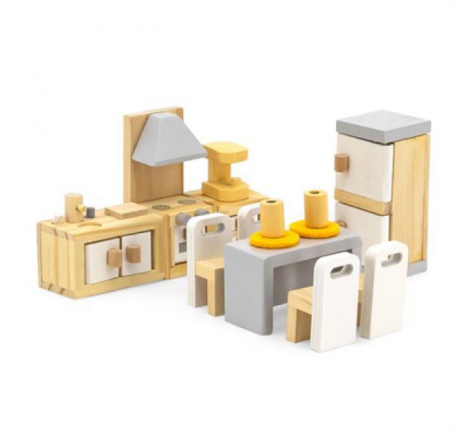 Viga Toys Ігровий набір Viga Toys Дерев'яні меблі для ляльок PolarB Кухня і їдальня (44038)