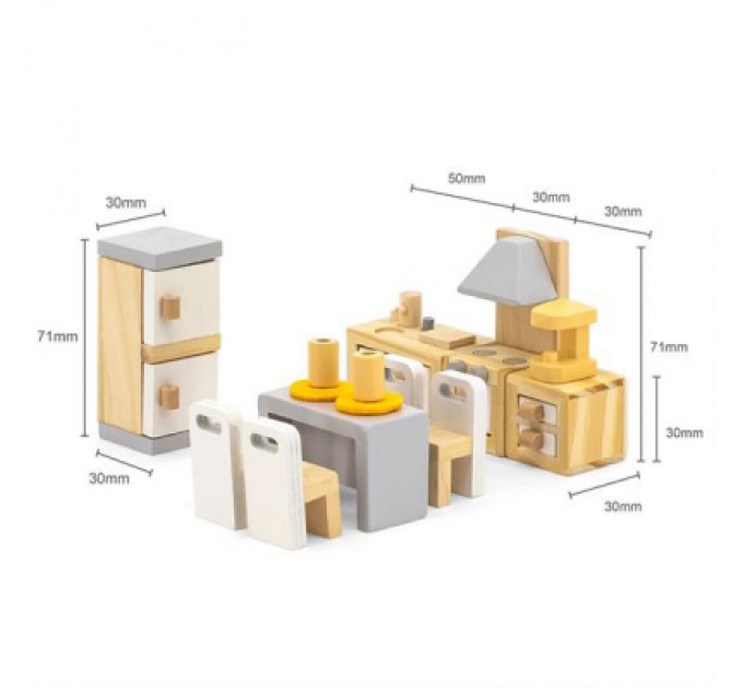 Viga Toys Ігровий набір Viga Toys Дерев'яні меблі для ляльок PolarB Кухня і їдальня (44038)