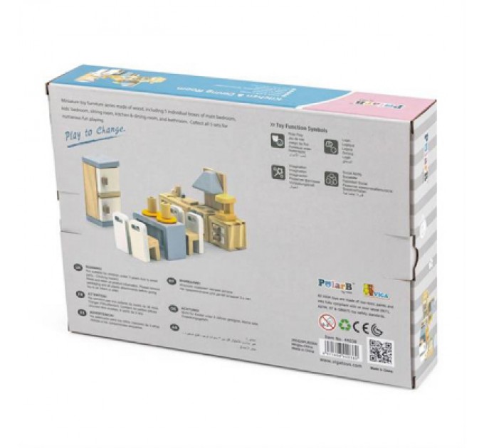 Viga Toys Ігровий набір Viga Toys Дерев'яні меблі для ляльок PolarB Кухня і їдальня (44038)