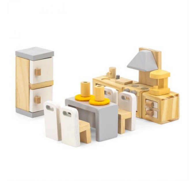 Viga Toys Ігровий набір Viga Toys Дерев'яні меблі для ляльок PolarB Кухня і їдальня (44038)
