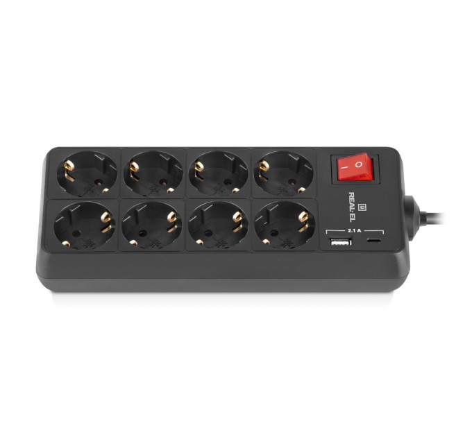 REAL-EL Фільтр живлення REAL-EL RS-Protect 805 1.8м Black (EL122300042)