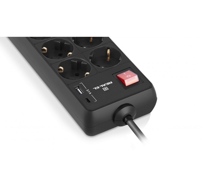 REAL-EL Фільтр живлення REAL-EL RS-Protect 805 1.8м Black (EL122300042)