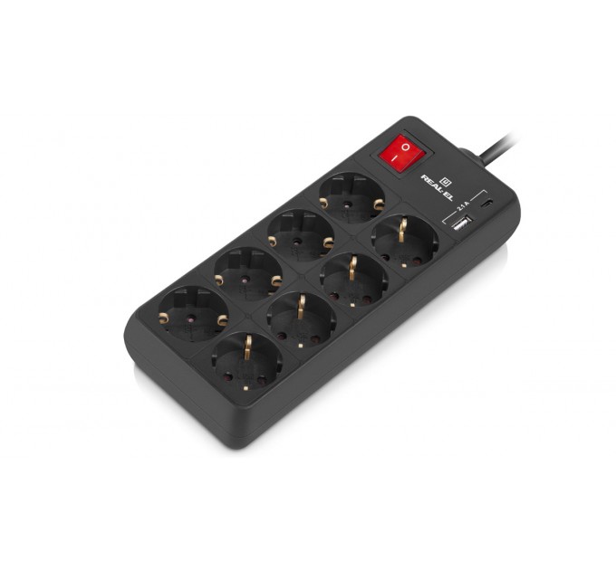 REAL-EL Фільтр живлення REAL-EL RS-Protect 805 1.8м Black (EL122300042)