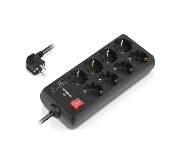 REAL-EL Фільтр живлення REAL-EL RS-Protect 805 3м Black (EL122300043)