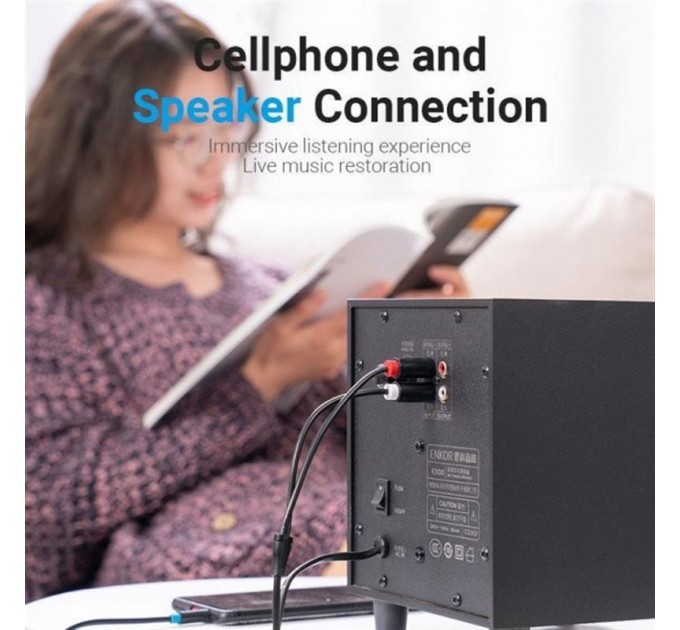 Vention Кабель Vention 3.5 мм - 2хRCA (M/M), 1.5 м, Black (BCLBG)