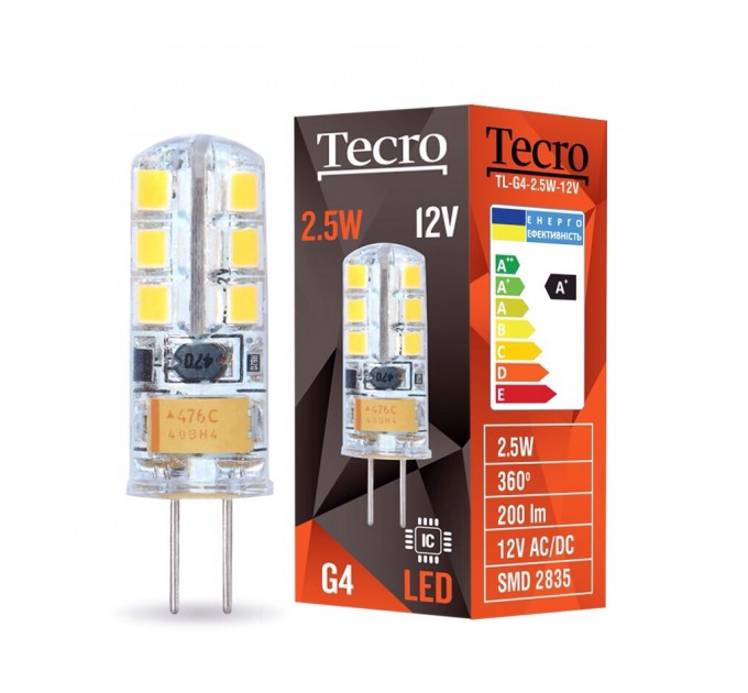 Лампа світлодіодна Tecro 2.5W G4 2700K (TL-G4-2.5W-12V)