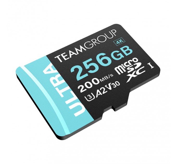 Team Карта пам`ятi MicroSDXC  256GB UHS-I/U3 Class 10 Team Ultra R200/W150MB/s + SD-адаптер (TULMSDX256GIA2V3022503)