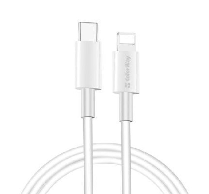 ColorWay Дата кабель USB-C to Lightning 1.0m 3A white ColorWay (CW-CBPDCL032-WH)