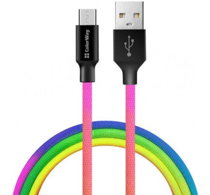 ColorWay Дата кабель USB 2.0 AM to Micro 5P 1.0m multicolor ColorWay (CW-CBUM017-MC)