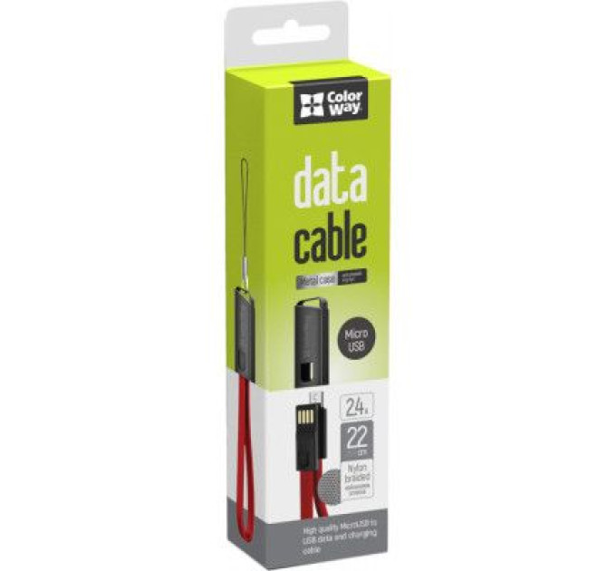 ColorWay Дата кабель USB 2.0 AM to Micro 5P 0.22m red ColorWay (CW-CBUM022-RD)