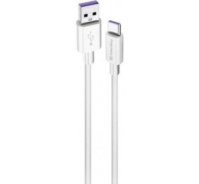 ColorWay Дата кабель USB 2.0 AM to Type-C 1.0m 5A white ColorWay (CW-CBUC019-WH)