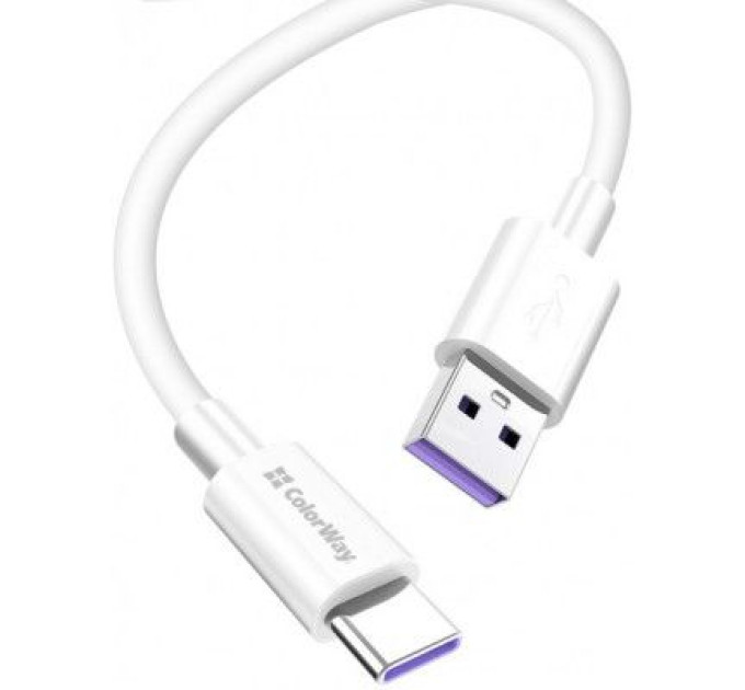 ColorWay Дата кабель USB 2.0 AM to Type-C 1.0m 5A white ColorWay (CW-CBUC019-WH)