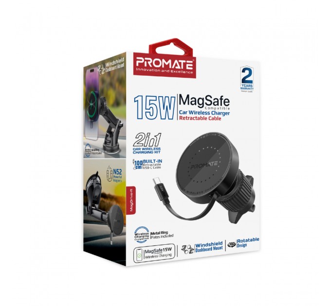 Promate Автомобільний зарядний пристрій Promate Magdrive-r Black