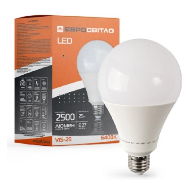 Євросвітло Лампочка Євросвітло 25Вт 6400К (VIS-25-E27)