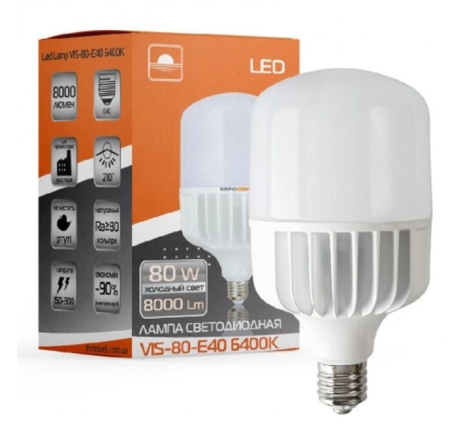 Євросвітло Лампочка Євросвітло 80Вт 6400К (VIS-80-E40)