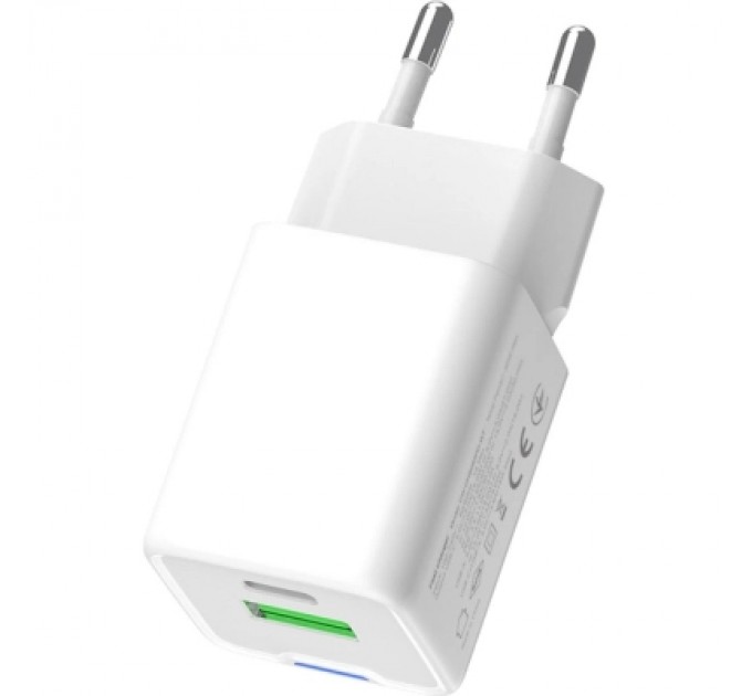 Зарядний пристрій ColorWay GaN Mini 35W PD Port PPS USB (Type-C PD + USB QC4.0) white (CW-CHS055PD-WT)