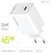 Зарядний пристрій ColorWay GaN Mini 45W PD Port PPS USB-C white (CW-CHS057PD-WT)