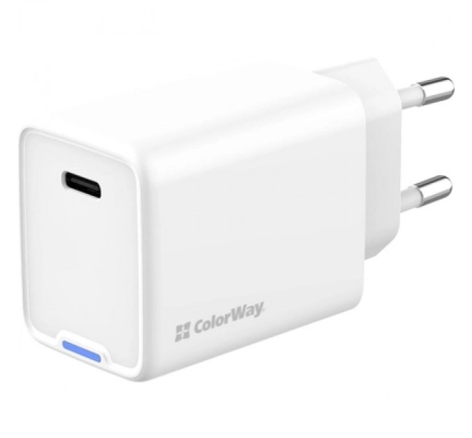 Зарядний пристрій ColorWay GaN Mini 45W PD Port PPS USB-C white (CW-CHS057PD-WT)