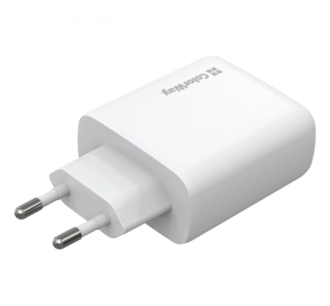 Зарядний пристрій ColorWay GaN Mini 50W PD Port PPS USB (Type-C PD 30W + Type-C PD 20W) white (CW-CHS050PD-WT)