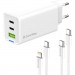 Зарядний пристрій ColorWay GaN Mini 65W PD Port PPS USB (USB-2C1A) cable Type-C&Lightning (CW-CHS058PDCL-WT)