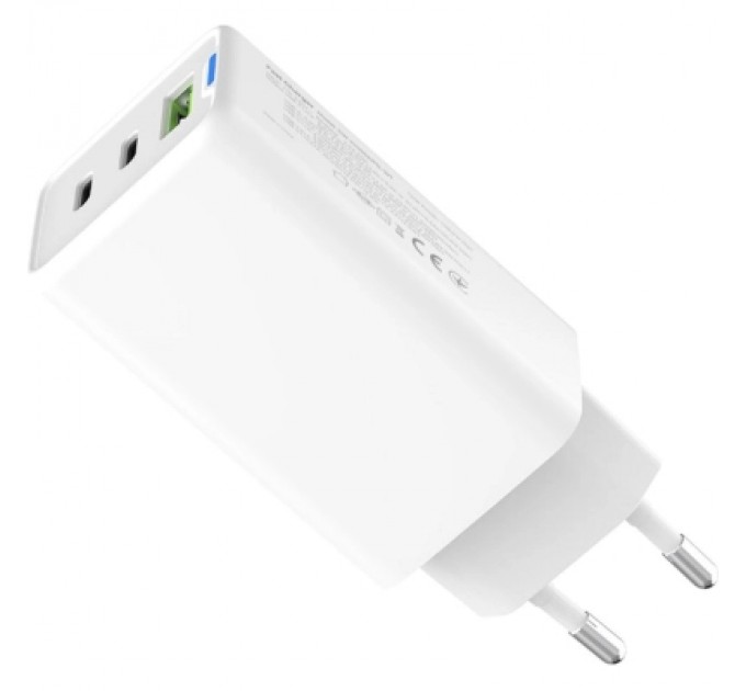 Зарядний пристрій ColorWay GaN Mini 65W PD Port PPS USB (USB-2C1A) white (CW-CHS058PD-WT)