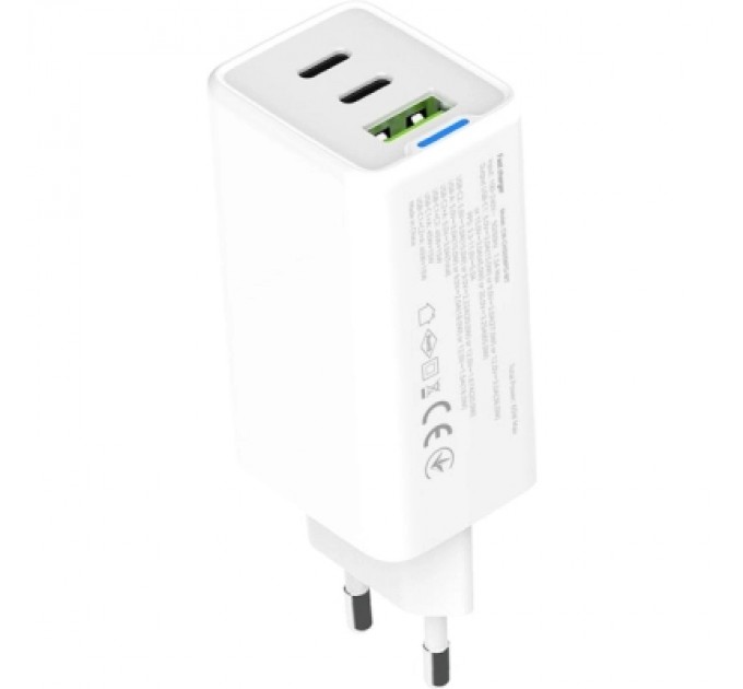 Зарядний пристрій ColorWay GaN Mini 65W PD Port PPS USB (USB-2C1A) white (CW-CHS058PD-WT)