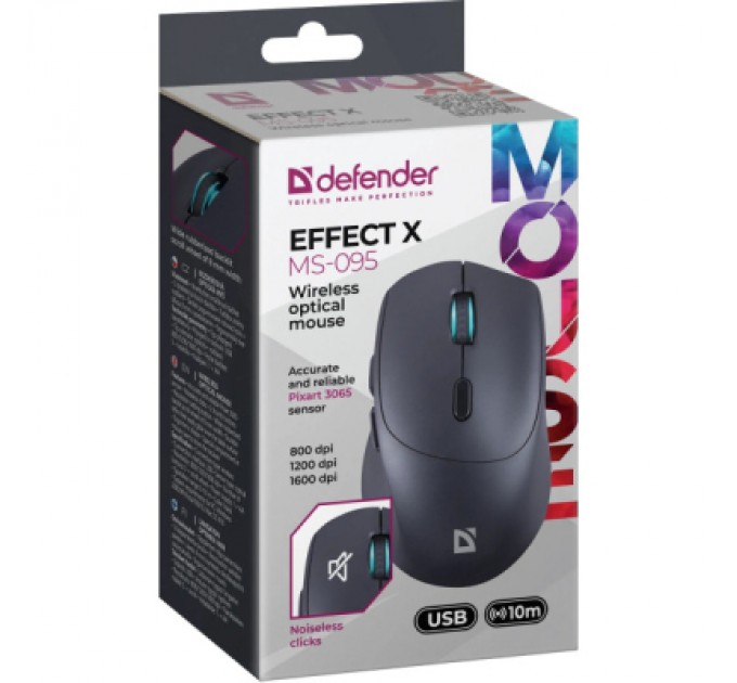 Defender Мишка Defender Effect X MS-095 Wireless Black (52095)