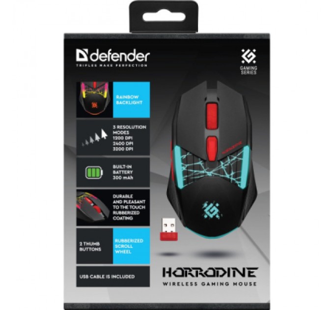 Defender Мишка Defender Horrodine GM-237 LED Wireless Black (52237)