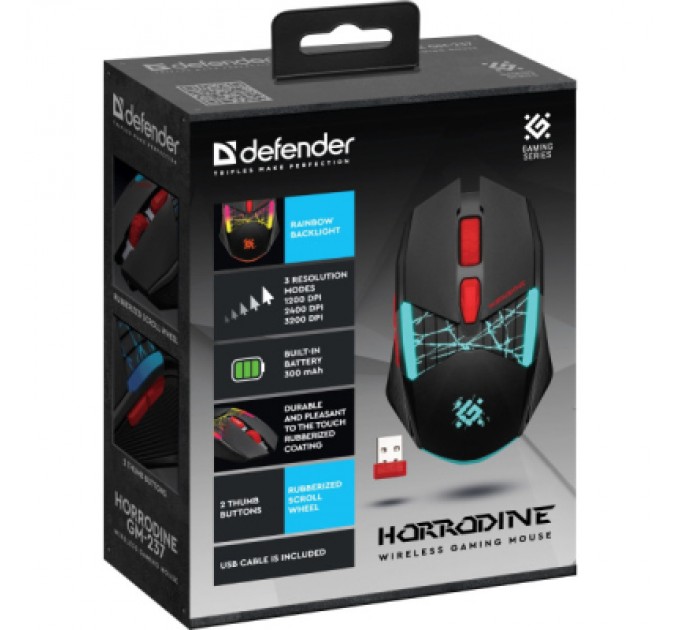 Defender Мишка Defender Horrodine GM-237 LED Wireless Black (52237)