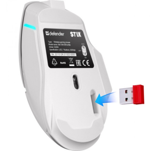 Defender Мишка Defender Stix GM-009 LED Wireless White (52009)