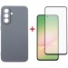 Dengos Чохол до мобільного телефона Dengos Kit Samsung Galaxy A56 Carbon + glass (Grey) (DG-KM-138)