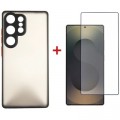 Чохол до мобільного телефона Dengos Kit Samsung Galaxy S25 Ultra Matte + glass (Black) (DG-KM-144)