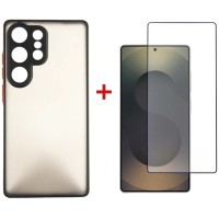 Чохол до мобільного телефона Dengos Kit Samsung Galaxy S25 Ultra Matte + glass (Black) (DG-KM-144)