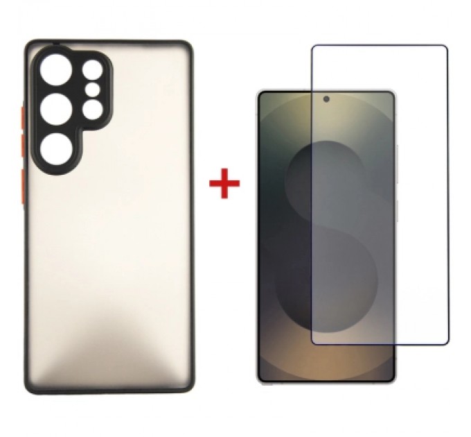 Чохол до мобільного телефона Dengos Kit Samsung Galaxy S25 Ultra Matte + glass (Black) (DG-KM-144)