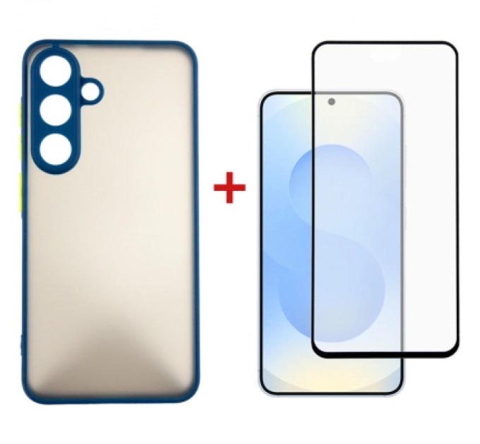 Чохол до мобільного телефона Dengos Kit Samsung Galaxy S25 Matte + glass (Blue) (DG-KM-142)