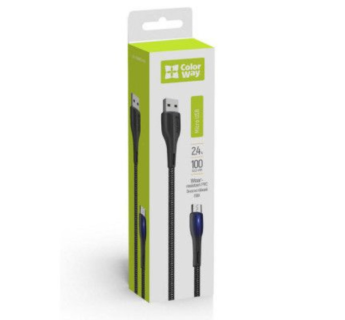 ColorWay Дата кабель USB 2.0 AM to Micro 5P 1.0m led black ColorWay (CW-CBUM034-BK)
