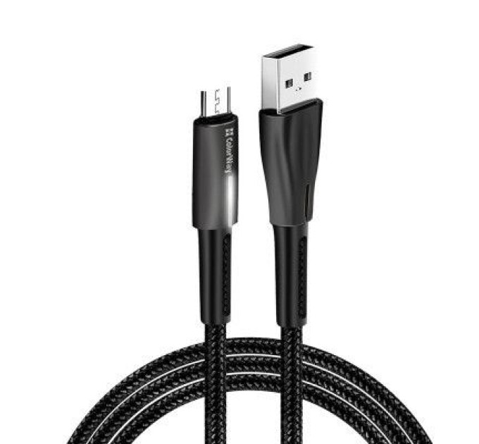 ColorWay Дата кабель USB 2.0 AM to Micro 5P 1.0m zinc alloy + led black ColorWay (CW-CBUM035-BK)