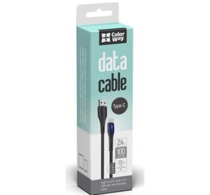 ColorWay Дата кабель USB 2.0 AM to Type-C 1.0m led black ColorWay (CW-CBUC034-BK)