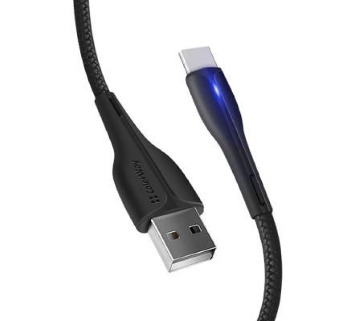 ColorWay Дата кабель USB 2.0 AM to Type-C 1.0m led black ColorWay (CW-CBUC034-BK)