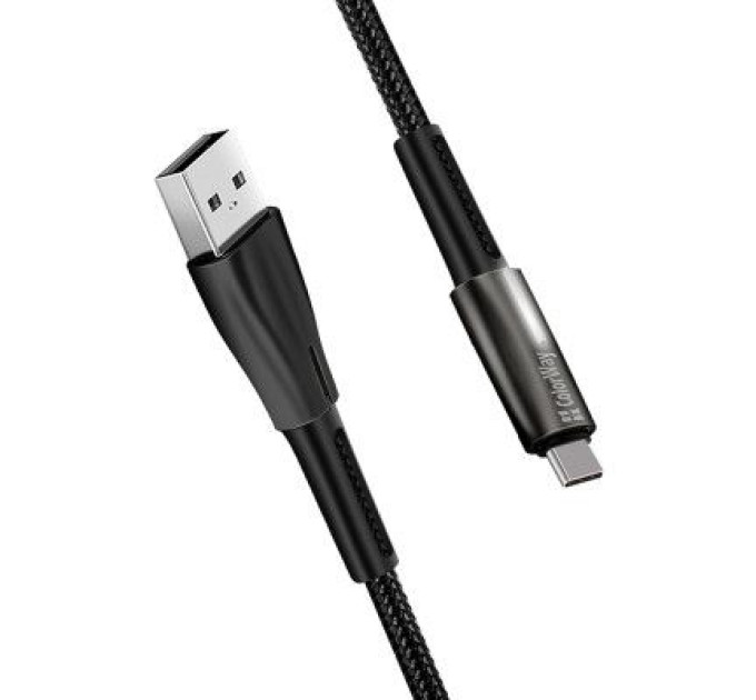 ColorWay Дата кабель USB 2.0 AM to Type-C 1.0m zinc alloy + led black ColorWay (CW-CBUC035-BK)